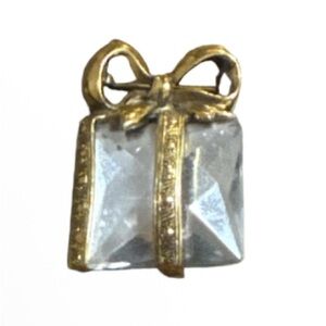 Gold accent Gift Box brooch